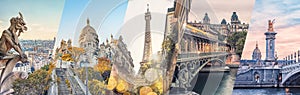 Paris famous landmarks collage