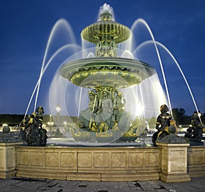 Paris: Fountain at the Place de la Concorde at nig photo