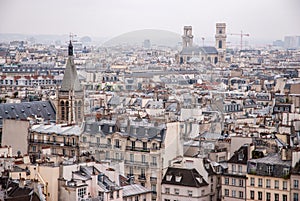 Paris, France - aerial city view with old architecture