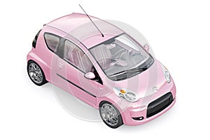 Paris. France. April 13, 2022. Citroen C1 2010. Pink ultra compact city car for the cramped streets of historic cities