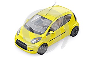Paris. France. April 13, 2022. Citroen C1 2010. Yellow ultra compact city car for the cramped streets of historic cities photo