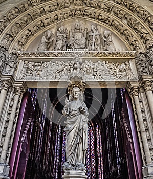 Paris, France - August 3,2019:  Exterior view of the Sainte-Chapelle