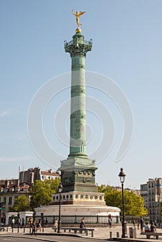 Paris, France . August 2022. Place de la Bastille with the Colonne de Juillet monument