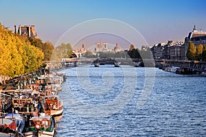 Paris, France. Boats on river Seine