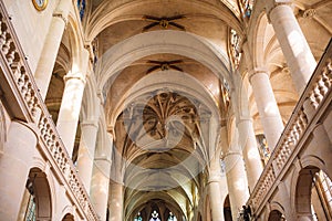 Paris, France the Church of Saint-Etienne-du-Mont interior 1494-1624 next to the Pantheon