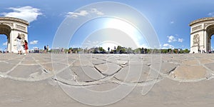 Equirectangular projection 360 total panoramic view of The Arch of Triumph