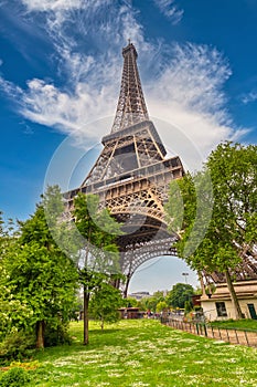 Paris France, at Eiffel Tower and garden in spring season