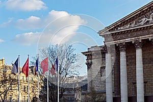 Paris: French and Chinese flags in the wind in front of National photo
