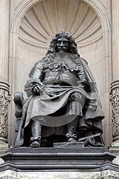 Bronze statue of the French poet and playwright Moliere in Paris photo