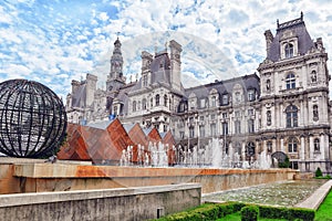 PARIS, FRANCE - JULY 08, 2016 : Hotel de Ville in Paris, is the