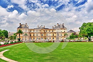 PARIS, FRANCE - JULY 08, 2016 : Luxembourg Palace and park in Pa