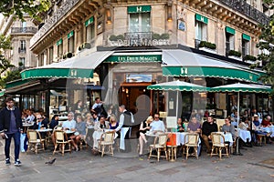 The famous parisian cafe Les Deux Magots, Paris, France