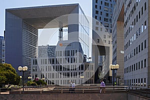 PARIS, FRANCE - June 16, 2022: Arch in La Defense business district.