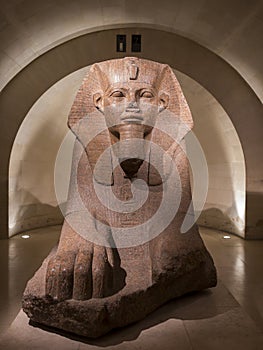 Paris, France - 14 June, 2013: Great Sphinx of Tanis in the Louvre Museum, Paris.