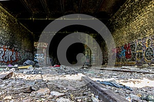 View of the old railways of the Petite Ceinture in Paris, arranged as a promenade zone