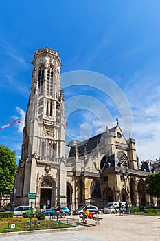 PARIS, FRANCE - JUNE 23, 2017: View of the Roman Catholic Church of Saint-Germain-l`Auxerrois built in15th century. It used to