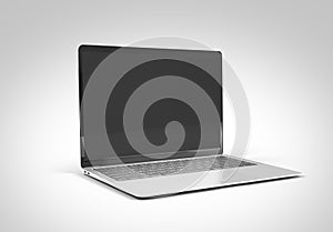 PARIS - France - March 15, 2023: Newly released Apple Macbook Air, Silver color. Side view. 3d rendering laptop mockup on white