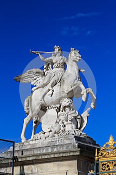 Paris, France, March 28 2017: This sculpture is located in the Tuileries Garden in Paris. It depicts the god Mercury as