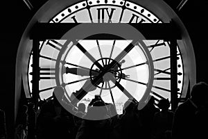 Paris, France, March 28 2017: Inside view of the clock of Orsay museum in Paris