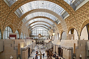 Paris, France - March 28, 2017: Interior view of Museum Orsay in Paris. Musee d`Orsay houses the largest collection of