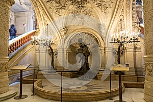 Paris, France, March 31 2017: Interior view of the Opera National de Paris Garnier, France. It was built from 1861 to