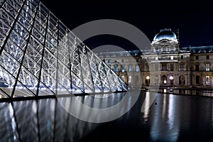 The Louvre Palace and the Pyramid, Paris at night