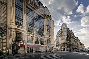 Reaumur street in Paris. Nice street with old haussmannian buildings