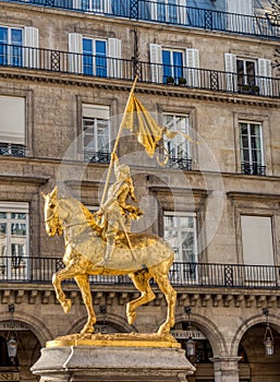 Statue of Joan of Arc on Place des Pyramides in Paris