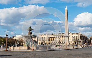 Luxor Obelisk and Maritime Fountain at Place de la Concorde - Paris, France