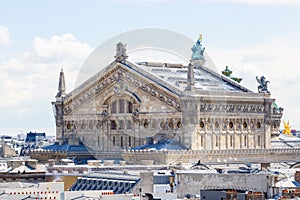 The Opera Garnier of Paris and city roofs, France