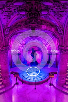 Paris, France - November 14, 2019: Interior view of the Opera National de Paris Garnier large foyer. Under the main