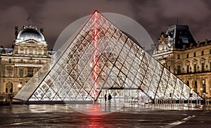 Paris, France - November 16, 2014: Night view of The Louvre muse