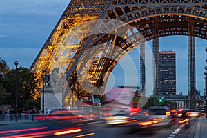 PARIS, FRANCE - OCTOBER 1: Tour Eiffel at Night on October 1, 2012 in Paris, France. During the night, 352 floodlights illuminate