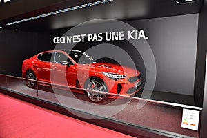 Paris, France - October 03, 2018: KIA Stinger at Paris Motor Show