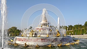 PARIS, FRANCE - OCTOBER, 15, 2017: latona fountain at chateau versailles, paris