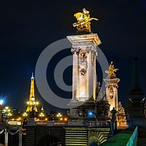 Alexander III bridge in Paris at night