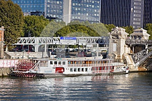 Ancient paddle steamer - restaurant on water