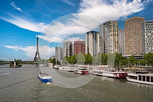 Paris France, skyline at Eiffel Tower and Seine River