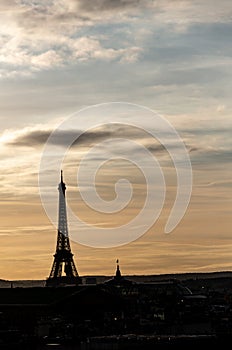 paris france at sunset and romantic sky