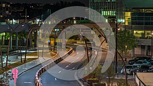 Paris, France - Timelapse - La Defense Business District at Night  Paris Traffic and Buildings