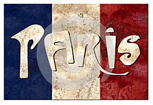 Paris France travel Logo art sign grunge vintage Parisian landmark