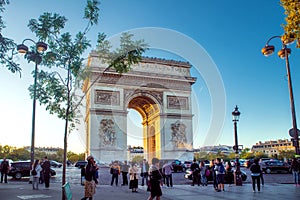 Paris / France -09/19/2009: Triumphal Arch . it is one of the most famous monuments in Paris, France,