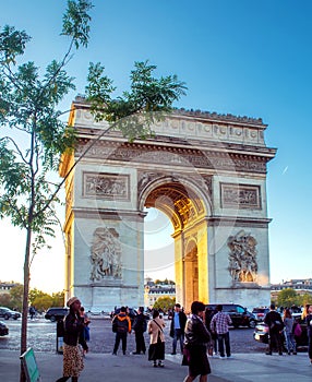 Paris / France -09/19/2009: Triumphal Arch . it is one of the most famous monuments in Paris, France,