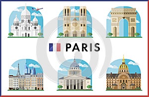 Paris, France. Vector illustration of city sights