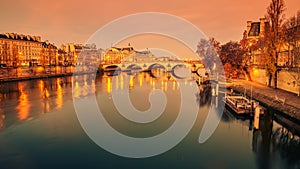 Paris, Frence: Seine river and Old Town of in sunrise