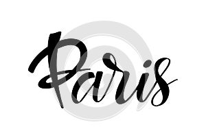 Paris hand drawn lettering. European country. Ink illustration. Modern brush calligraphy. Isolated on white background