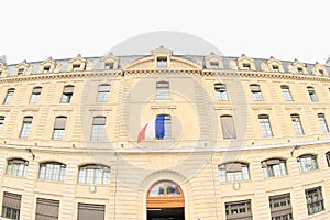 Paris house with French flag