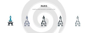 Paris icon in different style vector illustration. two colored and black paris vector icons designed in filled, outline, line and