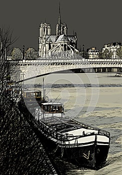 Paris - Ile de la cite - barges photo