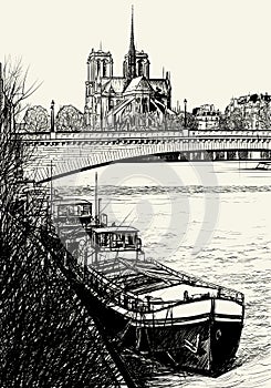 Paris - Ile de la cite - barges photo